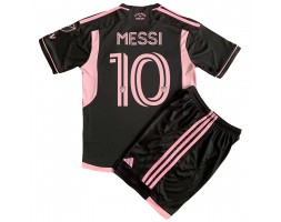 Inter Miami Lionel Messi #10 Koszulka Wyjazdowych Dziecięca 2023-24 Krótki Rękaw (+ Krótkie spodenki)
